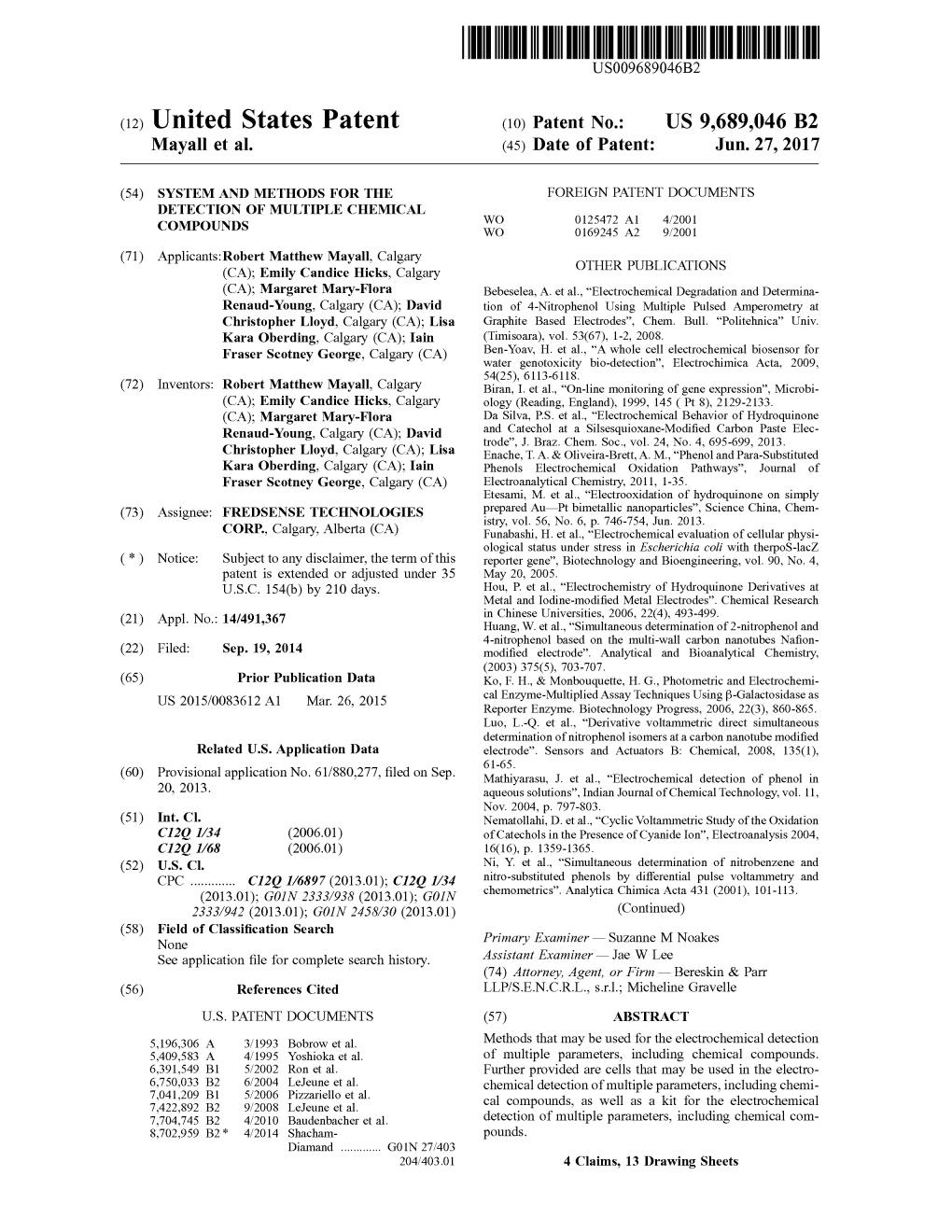 (12) United States Patent (10) Patent No.: US 9,689,046 B2 Mayall Et Al