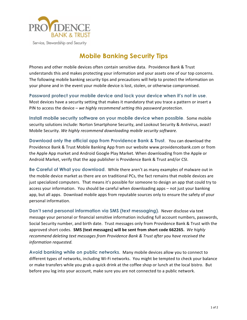 Mobile Banking Security Tips