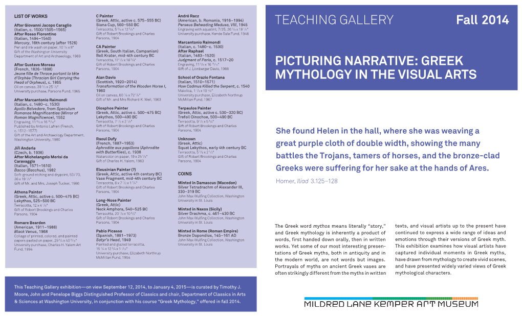 Teaching Gallery Picturing Narrative: Greek Mythology in the Visual Arts