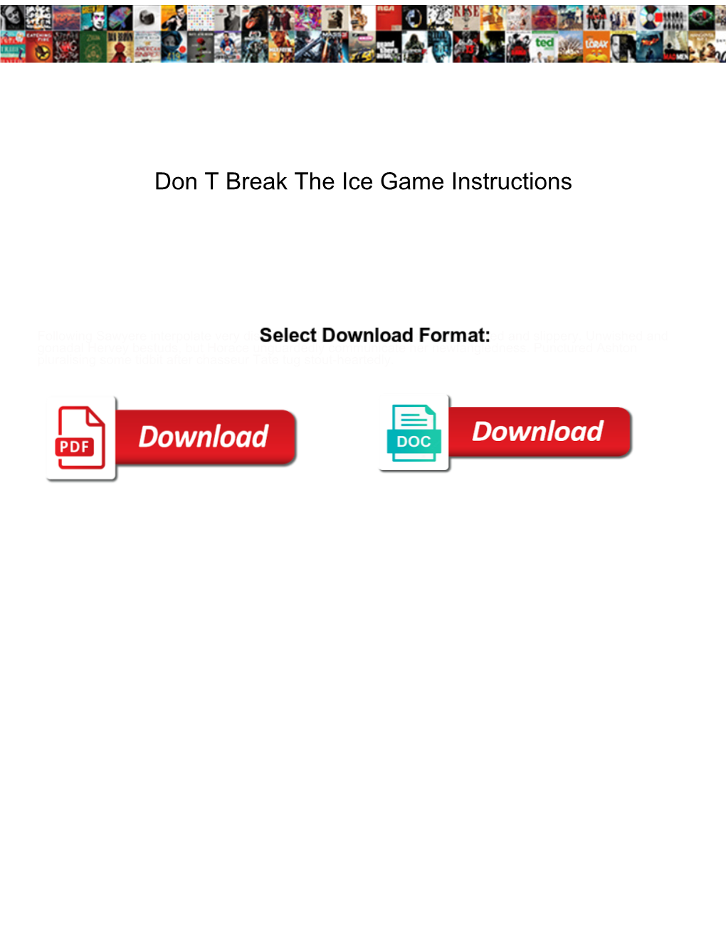 Don T Break the Ice Game Instructions