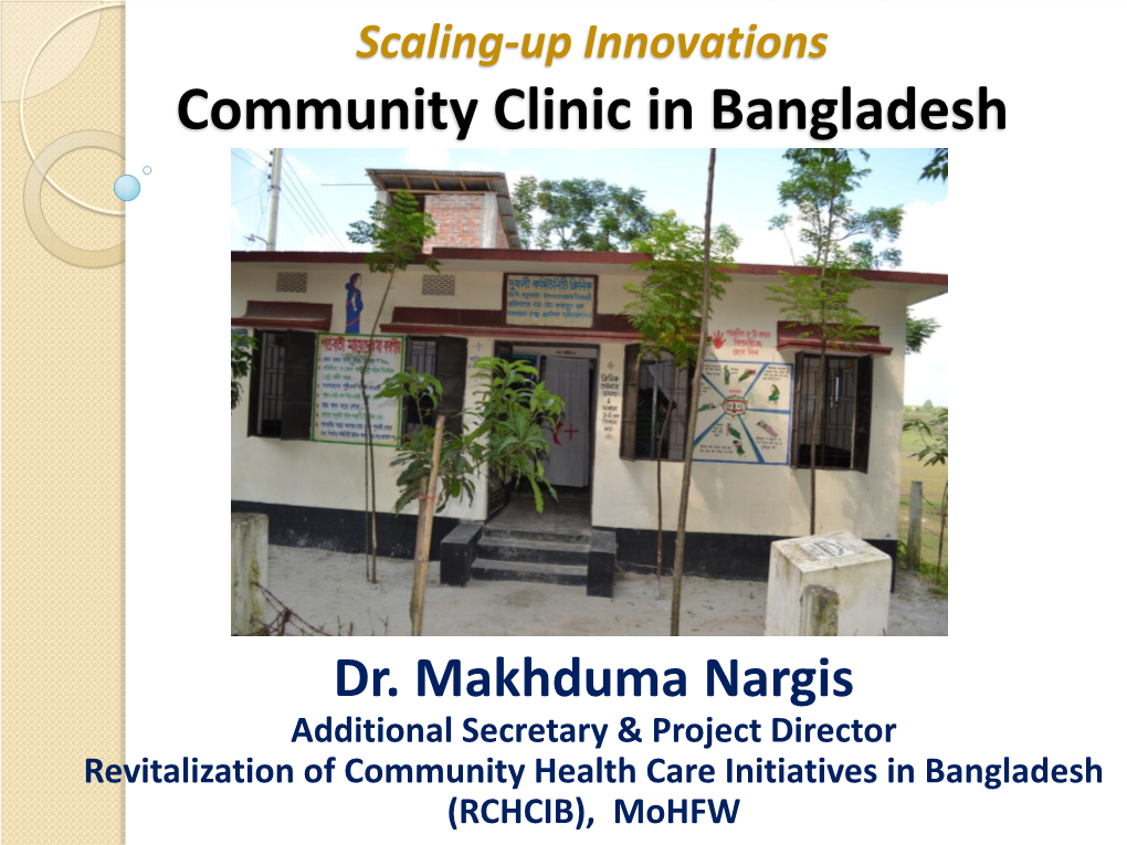 Community Clinic: a Pro-People Health Initiative in Bangladesh