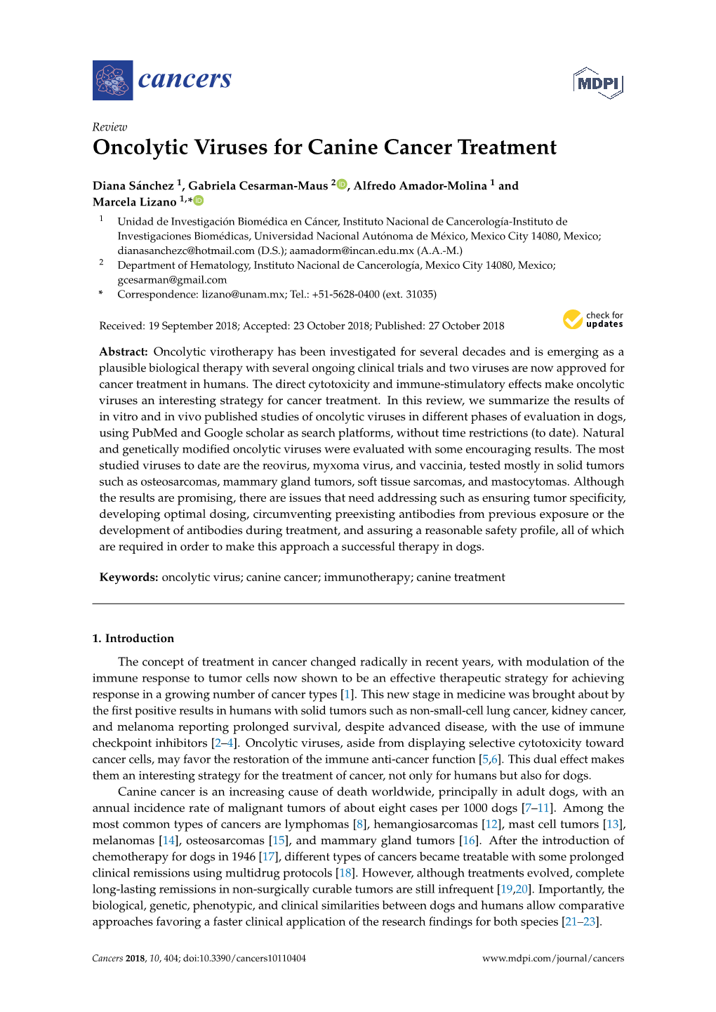 Oncolytic Viruses for Canine Cancer Treatment