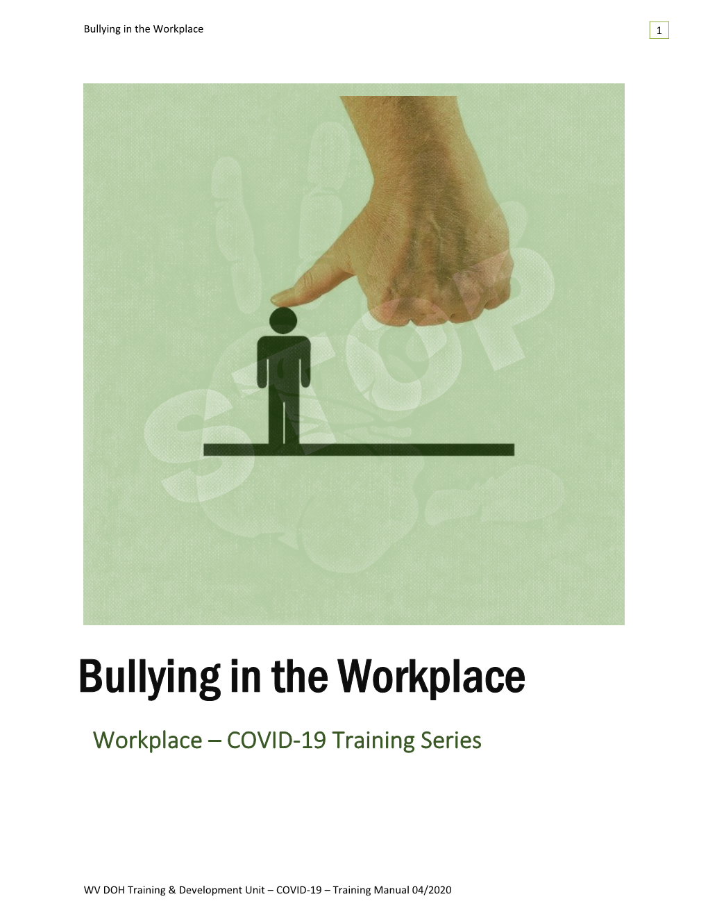 Bullying in the Workplace Training Manual with Quiz Sheet