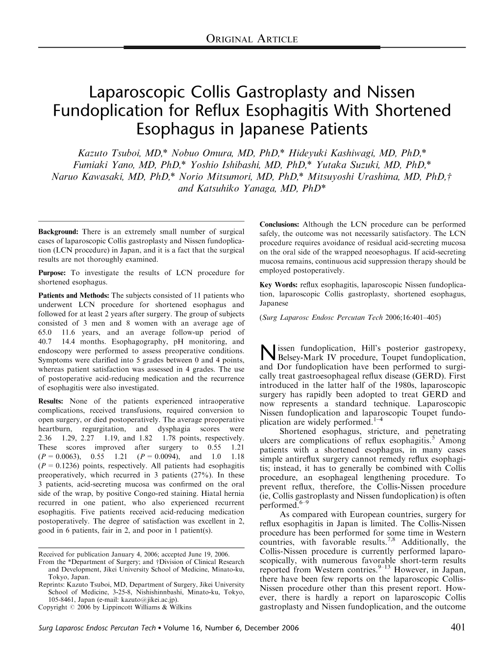 Laparoscopic Collis Gastroplasty and Nissen Fundoplication for Reflux