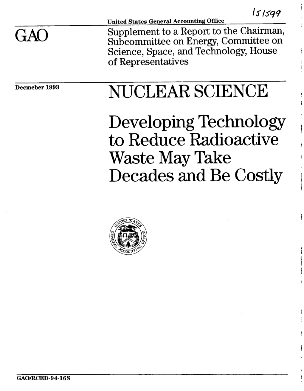 RCED-94-16S Nuclear Science: Developing Technology to Reduce