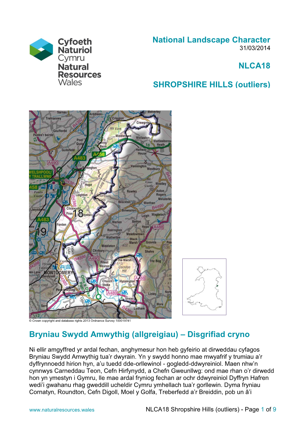 Bryniau Swydd Amwythig (Allgreigiau) – Disgrifiad Cryno