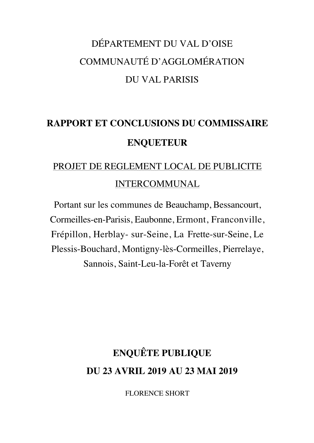 Département Du Val D'oise Communauté D