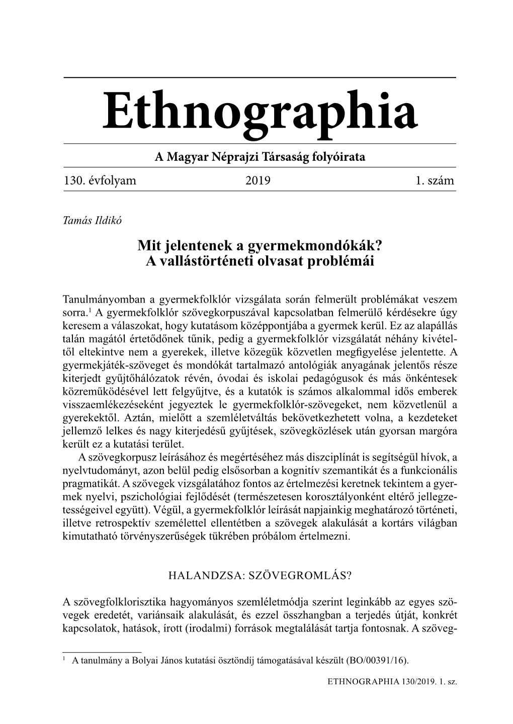 Ethnographia a Magyar Néprajzi Társaság Folyóirata 130