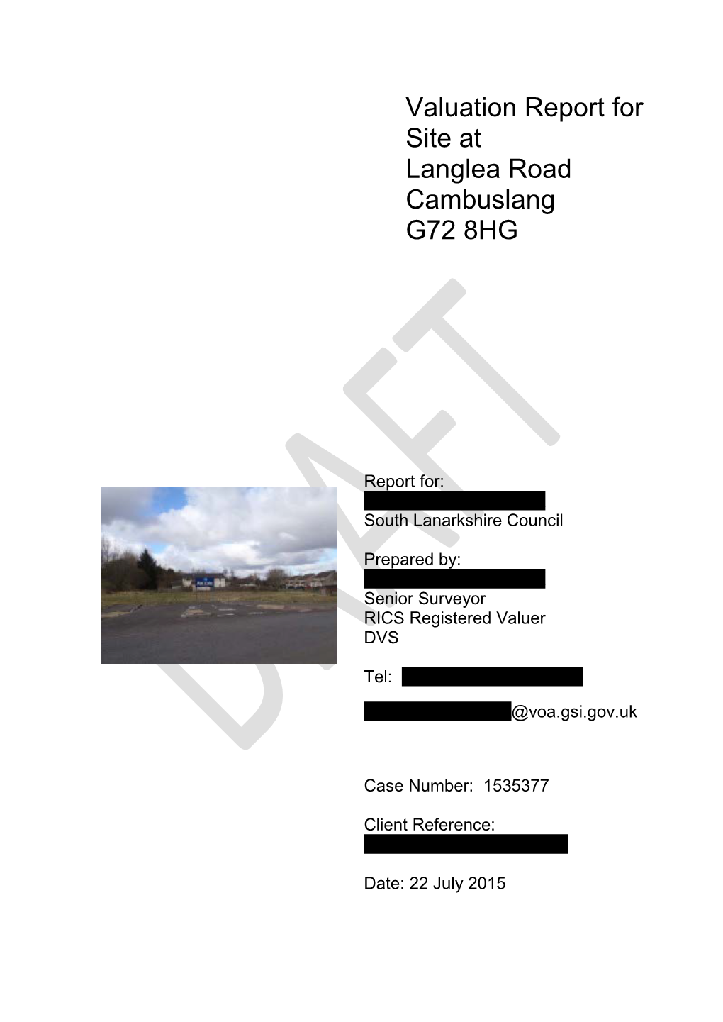 Valuation Report for Site at Langlea Road Cambuslang G72