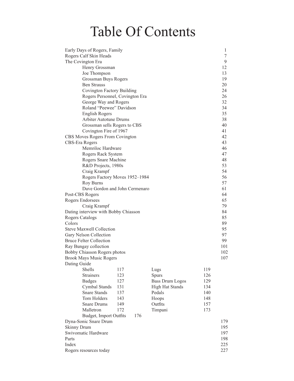 Table of Contents