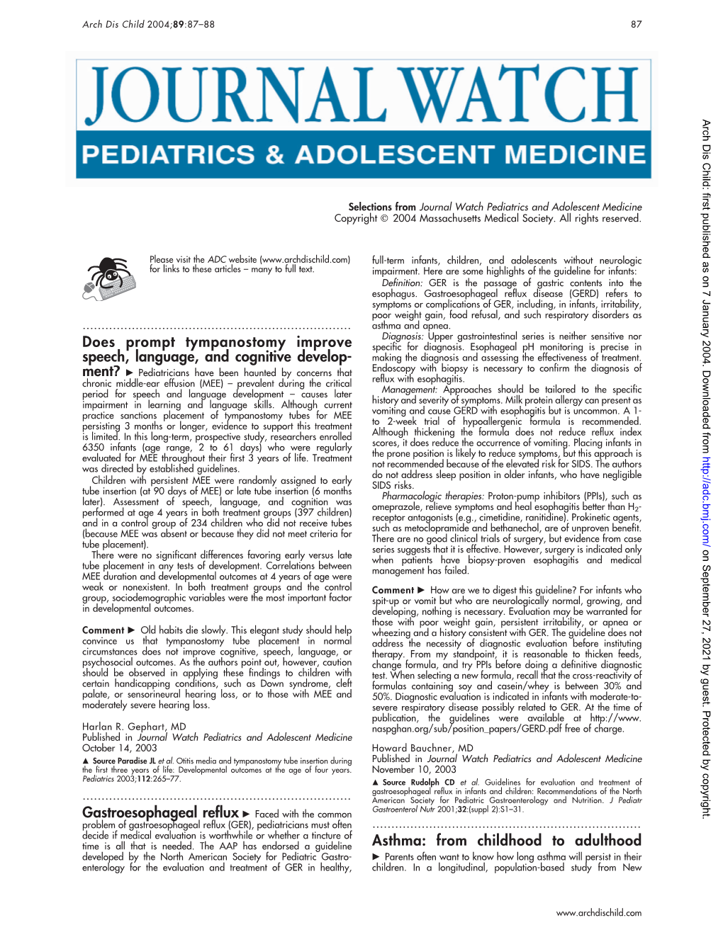 Does Prompt Tympanostomy Improve Speech, Language, and Cognitive