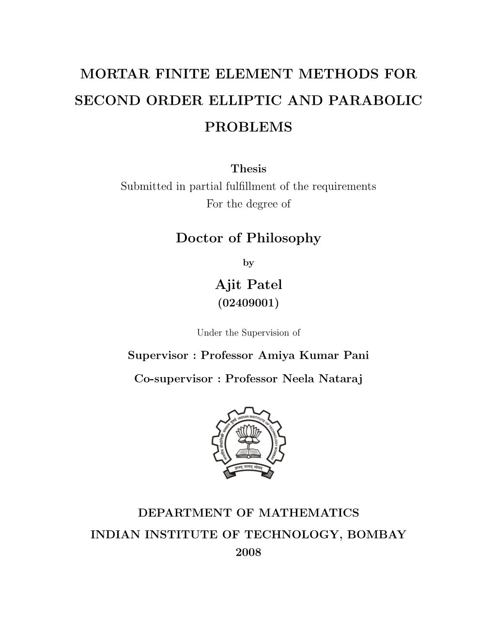 Mortar Finite Element Methods for Second Order Elliptic and Parabolic Problems