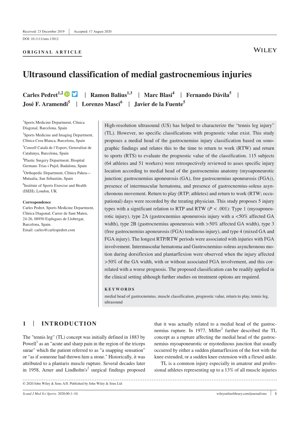 Ultrasound Classification of Medial Gastrocnemious Injuries