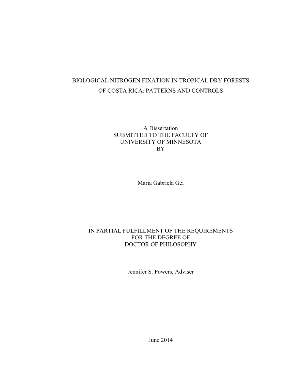 Biological Nitrogen Fixation in Tropical Dry Forests of Costa Rica: Patterns and Controls