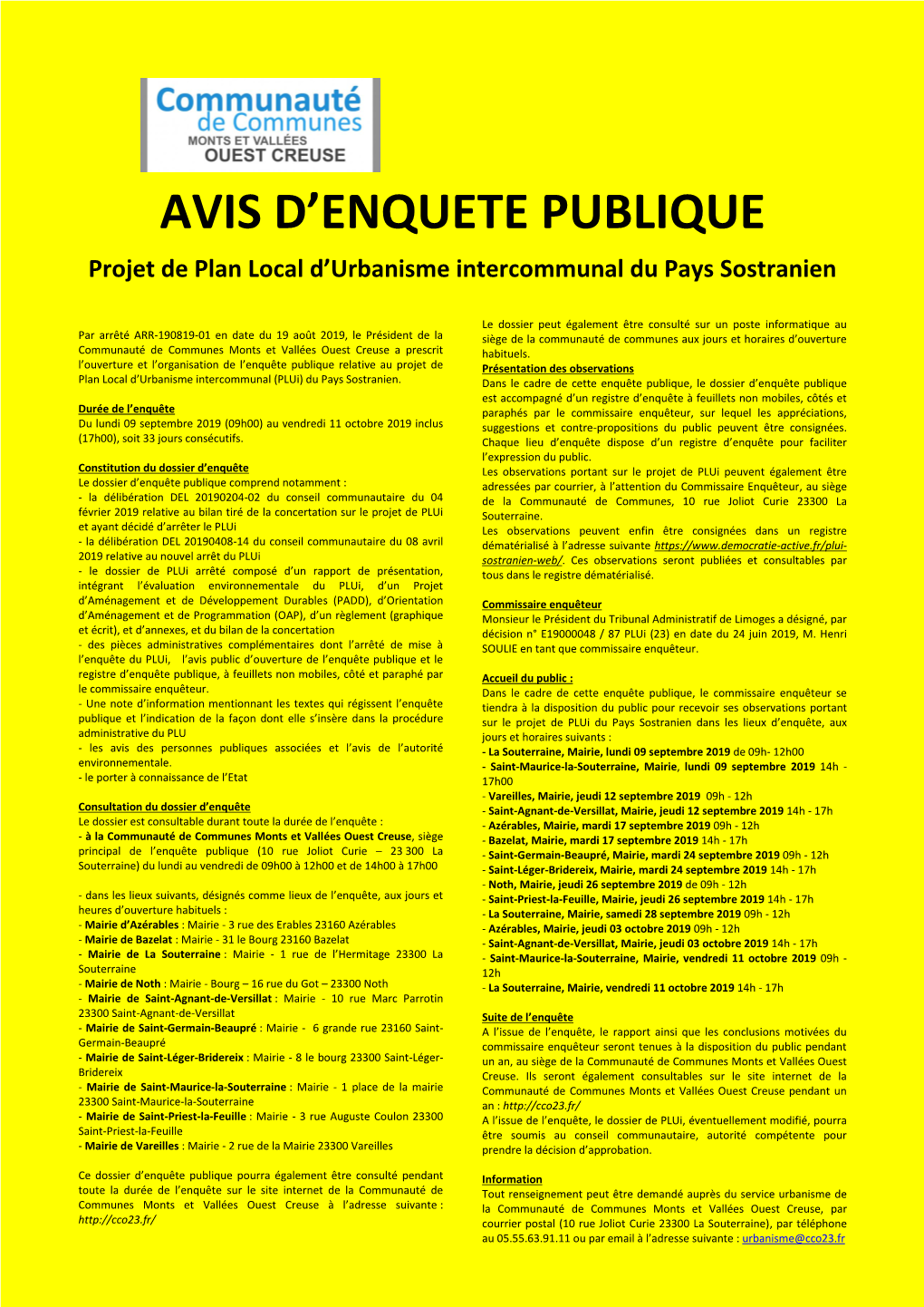 Avis D'enquete Publique