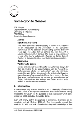 From Noyon to Geneva
