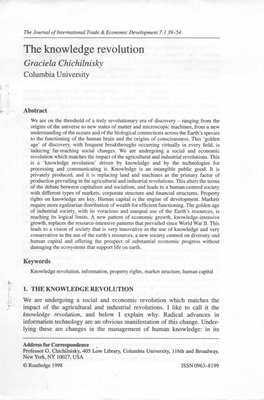The Knowledge Revolution Graciela Chichilnisky Columbia University