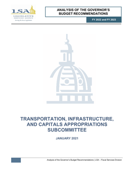 Transportation, Infrastructure, and Capitals Appropriations Subcommittee