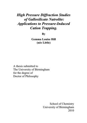 High Pressure Diffraction Studies of Gallosilicate Natrolite