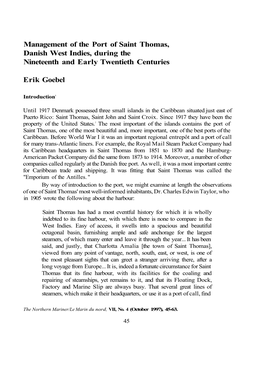 Management of the Port of Saint Thomas, Danish West Indies, During the Nineteenth and Early Twentieth Centuries