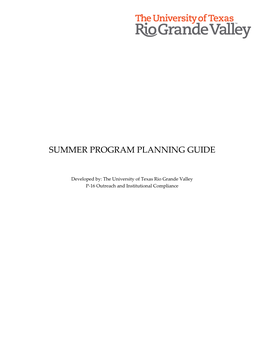 Summer Program Planning Guide