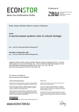 A Service-Based Systems View of Cultural Heritage