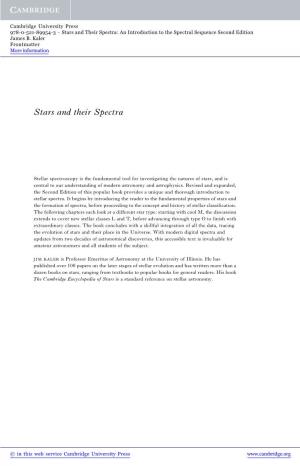 Stars and Their Spectra: an Introduction to the Spectral Sequence Second Edition James B