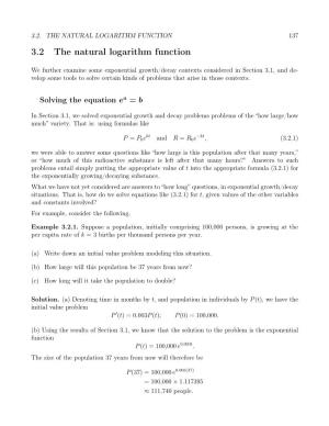 Section 3.2. the Natural Logarithm Function
