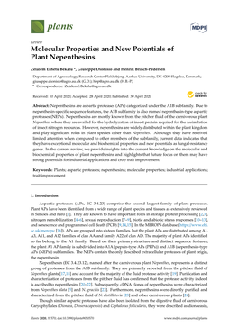 Molecular Properties and New Potentials of Plant Nepenthesins