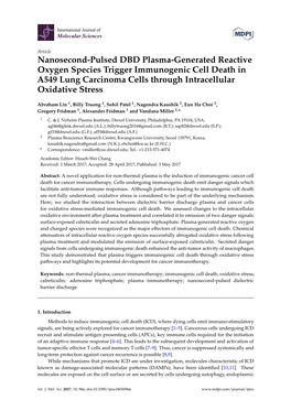 Nanosecond-Pulsed DBD Plasma-Generated Reactive Oxygen Species Trigger Immunogenic Cell Death in A549 Lung Carcinoma Cells Through Intracellular Oxidative Stress