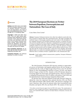 The 2019 European Elections on Twitter Between Populism, Euroscepticism and Nationalism: the Case of Italy 277