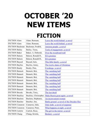 October ’20 New Items
