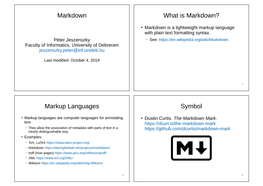 Markdown Markup Languages What Is Markdown? Symbol