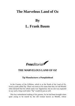 The Marvelous Land of Oz