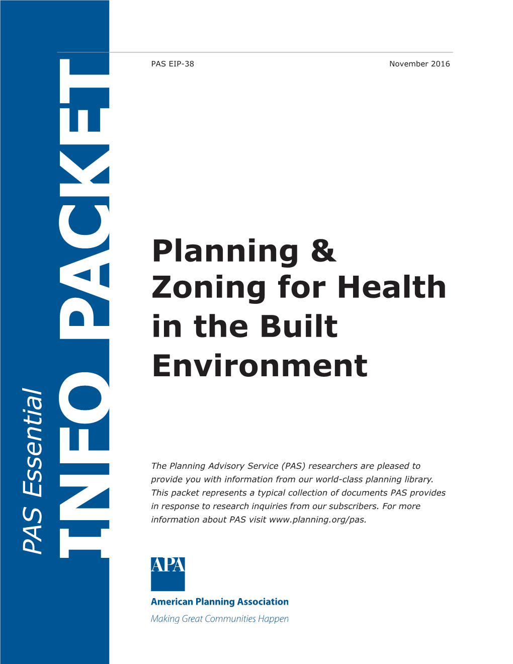 Planning & Zoning for Health in the Built Environment