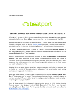 Benny L Scores Beatport's First-Ever Drum & Bass No. 1