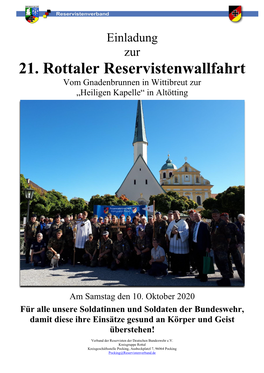 21. Rottaler Reservistenwallfahrt Vom Gnadenbrunnen in Wittibreut Zur „Heiligen Kapelle“ in Altötting