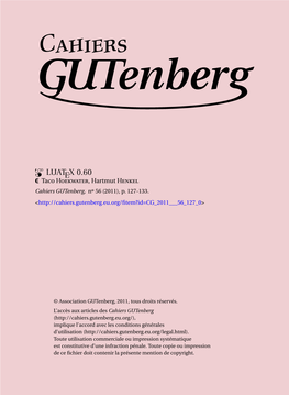 LUATEX 0.60 P Taco Hoekwater, Hartmut Henkel Cahiers Gutenberg, N 56 (2011), P