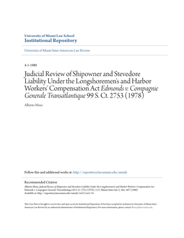 Judicial Review of Shipowner and Stevedore Liability Under the Longshoremen's and Harbor Workers' Compensation Act Edmonds V