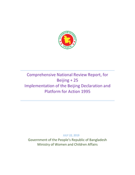 Comprehensive National Review Report, for Beijing + 25 Implementation of the Beijing Declaration and Platform for Action 1995