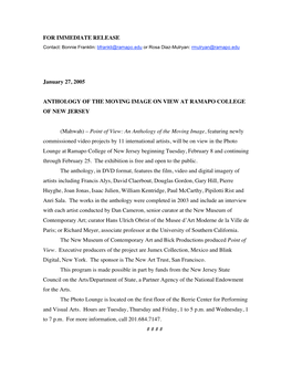 FOR IMMEDIATE RELEASE January 27, 2005