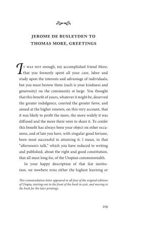 Jerome De Busleyden to Thomas More, Greetings