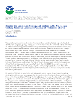 Geology and Ecology in the Nineteenth Century American Landscape Paintings of Frederic E
