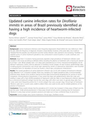 Updated Canine Infection Rates for Dirofilaria Immitis in Areas of Brazil