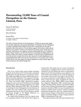 Docudlenting 12,000 Years of Coastal Occupation on the Osdlore Littoral, Peru