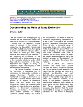 Documenting the Myth of Taino Extinction