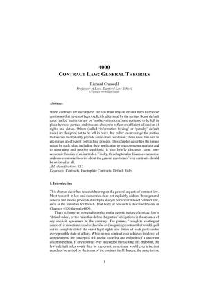 4000 Contract Law: General Theories