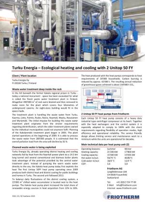 Turku Energia – Ecological Heating and Cooling with 2 Unitop 50 FY