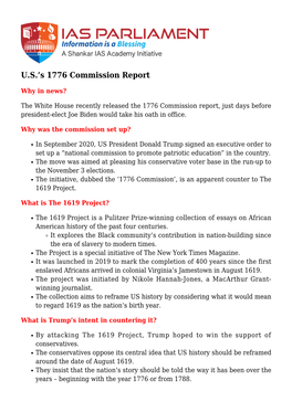 U.S.'S 1776 Commission Report