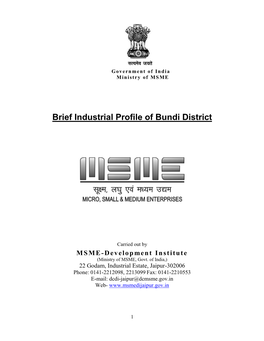 Brief Industrial Profile of Bundi District
